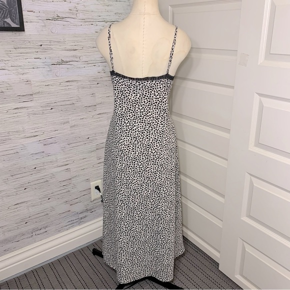 RIVER Island Slip Dress Cream Black Hearts Prints Lace Night Lounge wear Sz 14 - Picture 5 of 12